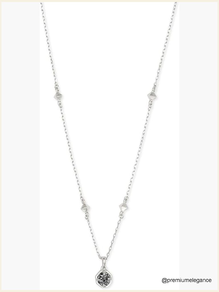 Pendant Necklace With Drusy Stone, 16" Cable Chain